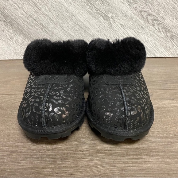 UGG | Coquette Snow Leopard Black Slippers 6 NEW - Picture 4 of 9